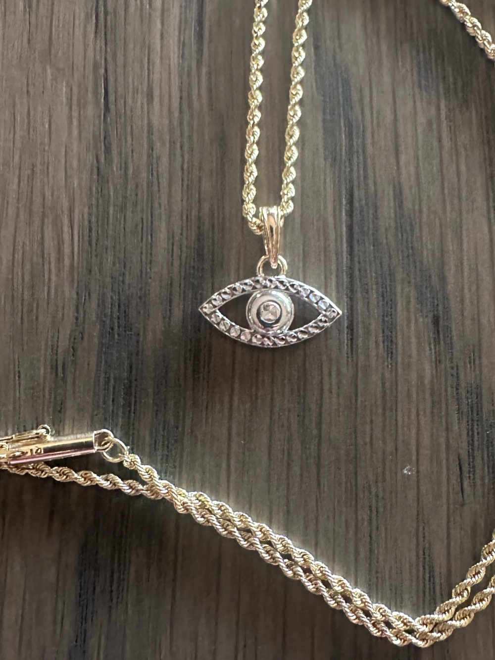 Solid 14k Gold 16”rope chain Solid 14k Pendant Necklace - Elegant Timeles